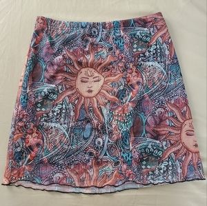 Sun pattern 90s skirt
